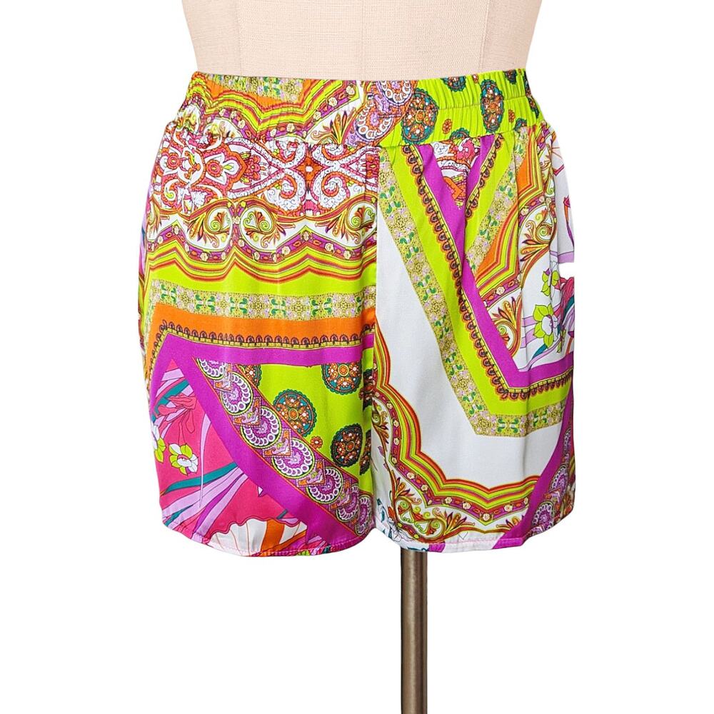 SHEIN Colorful Printed Satiny Flowy Trendy Shorts XS
